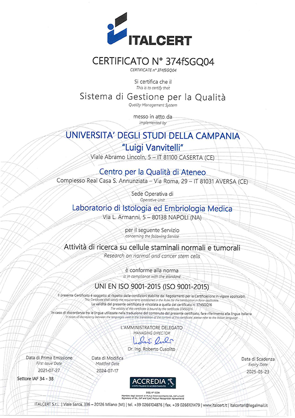2024 Certificato 374SGQ16 Laboratorio istologia ed embriologia