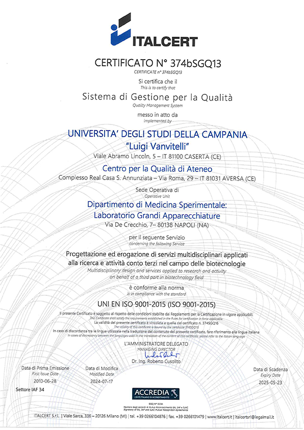 2024 Certificato 374SGQ16 Laboratorio grandi apparecchiature